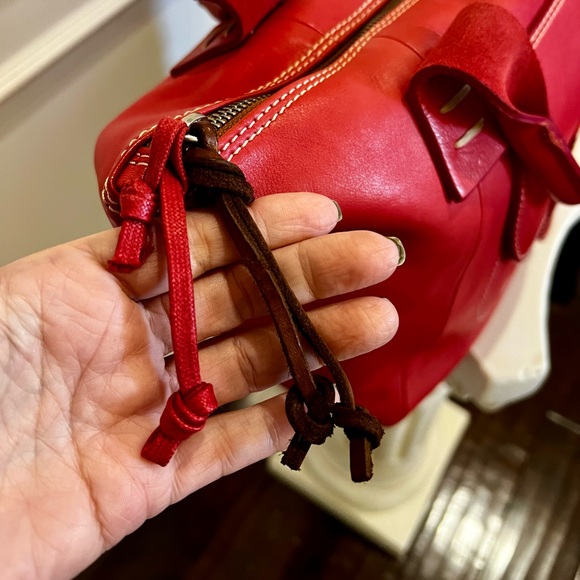 Brick-Color, Zippered-Leather Satchel Tote Large Bag. Perfect Xmas gift for her. - Picture 4 of 17